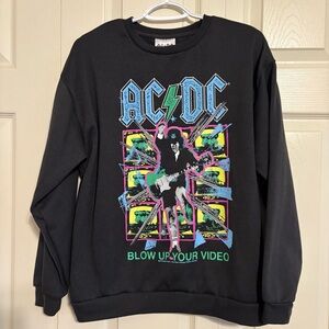 AC/DC Men’s Blow Up Your Video 2016 Tour reprint Black Graphic Sweatshirt Med
